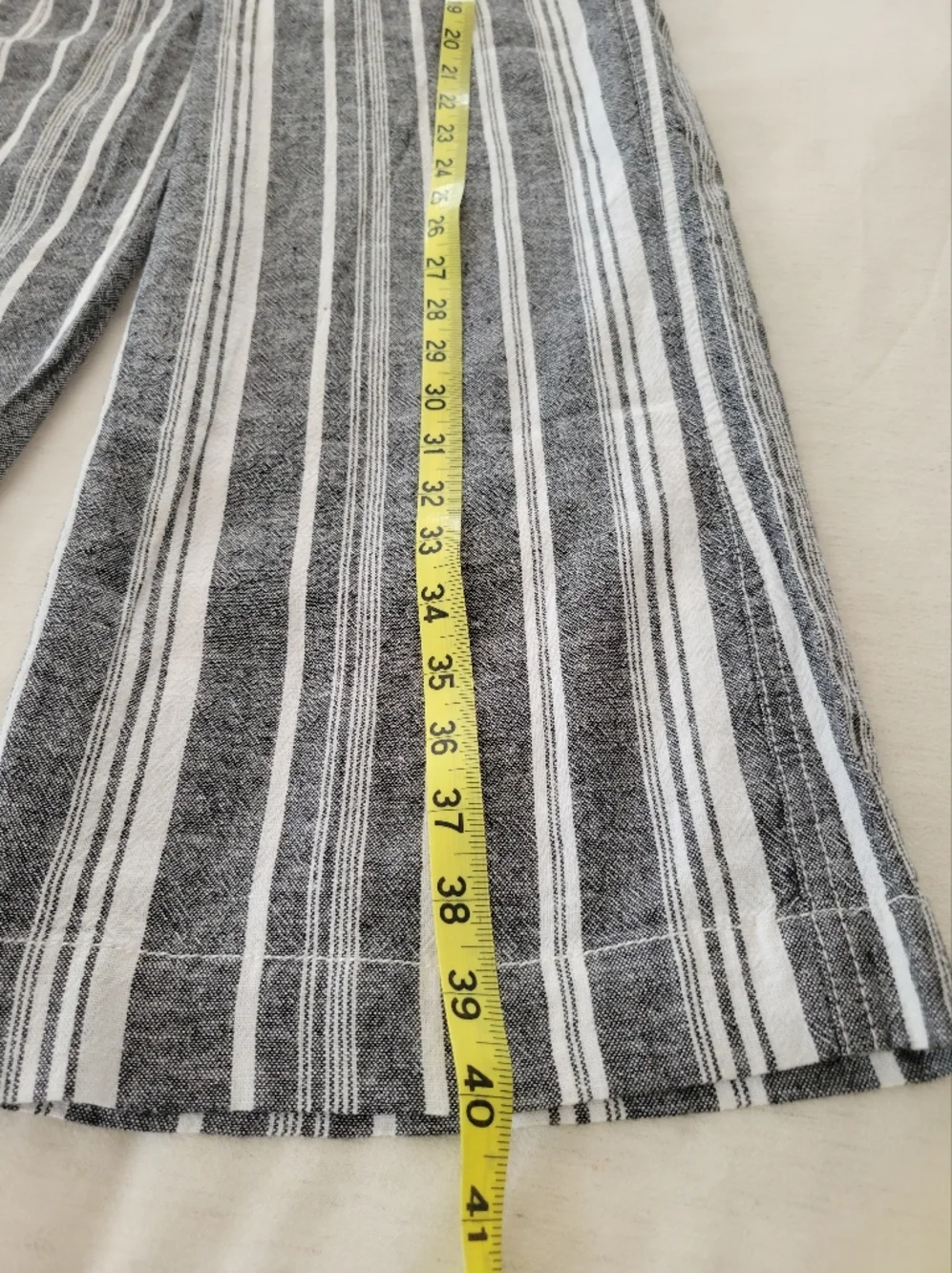 Womens NWT Size Large Striped Wide Leg Drawstring Pants - Black & White - Picture 5 of 7